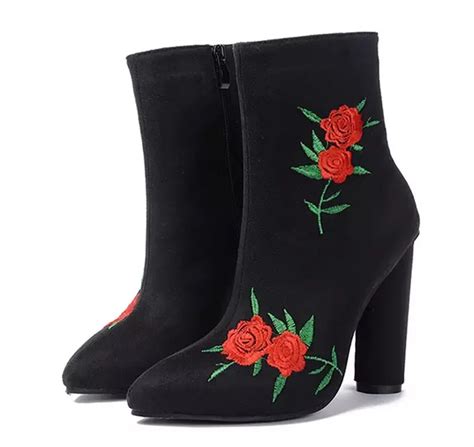 Flower Boots Autumn Winter Boots Fashion Lady High Heel Long Boots