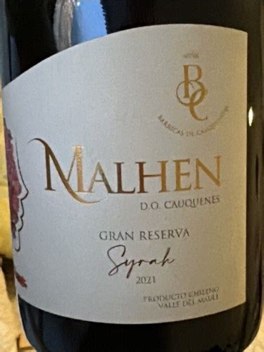 Barricas De Cauquenes Malhen Gran Reserva Syrah Vivino Us