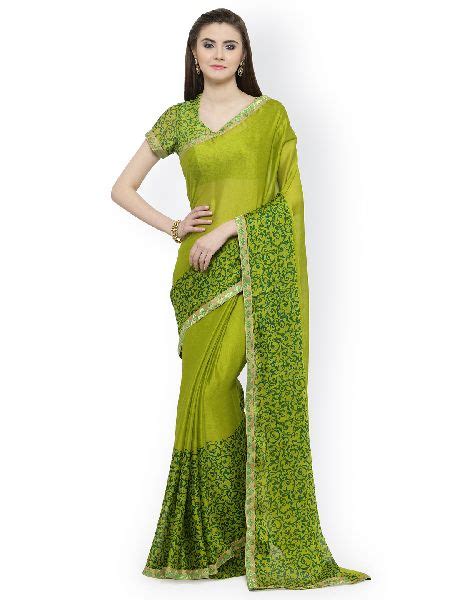 Printed Chiffon Saree Technics Machine Made At Best Price In Kolkata