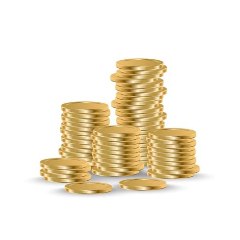 Pila De Monedas De Oro Pila De Dinero De Moneda Realista Vector Premium