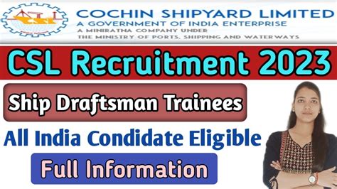 Csl Recruitment Cochin Shipyard Limited Recruitment Csl