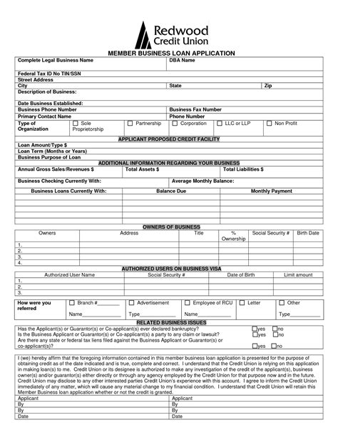 Business Loan Application Form Free Printable Documents