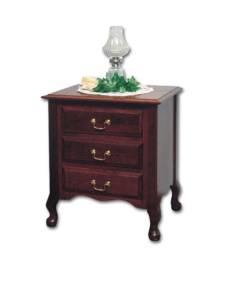 Queen Anne 3 Drawer Nightstand - Ohio Hardword & Upholstered Furniture