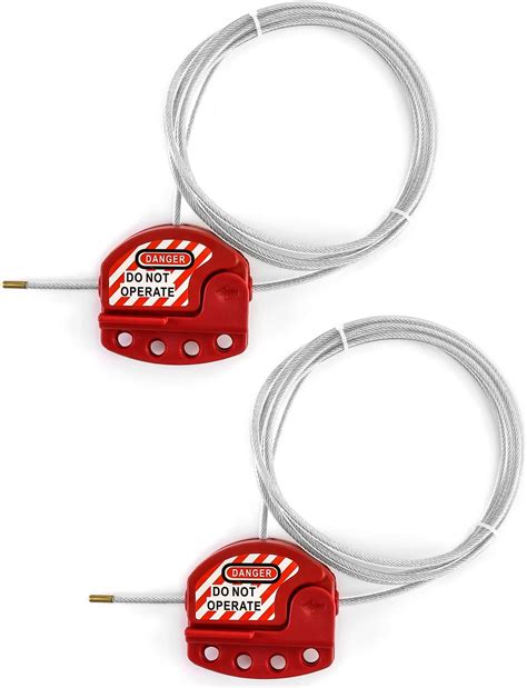 Qwork Lockout Tagout Cable Lock 4 Pack Adjustable Steel