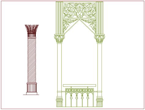 Islamic Art Door Design View With Designer Column View Dwg File Cadbull