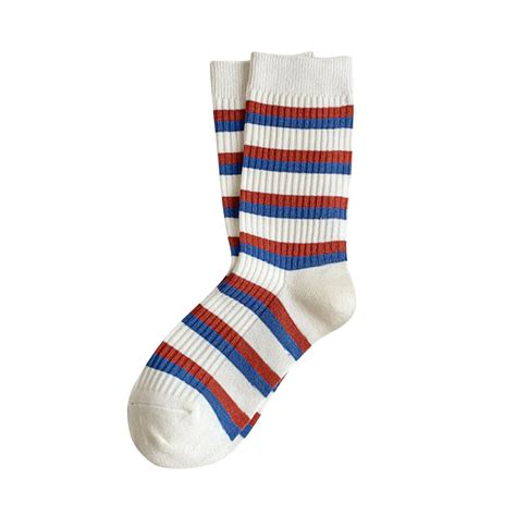 Flash Deals! Klyl Women White Socks Autumn and Winter Vintage Striped ...