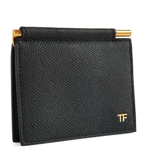 Mens Tom Ford Black Leather Money Clip Wallet Harrods Uk