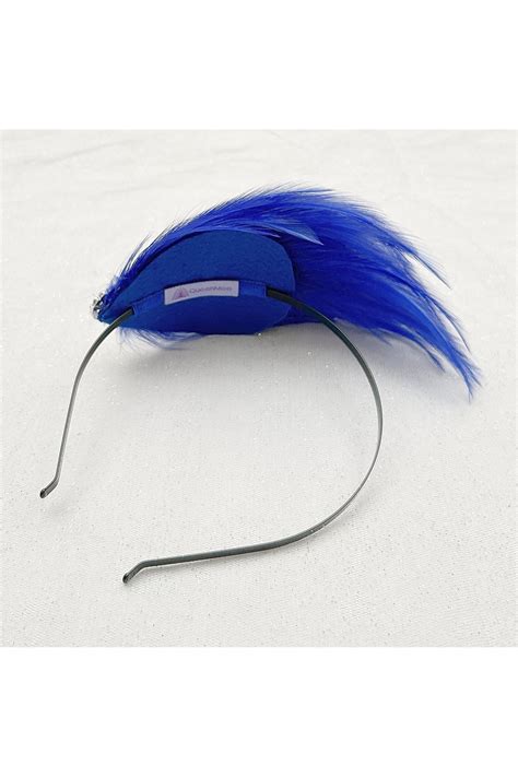 Blue Fascinator Headband Cobalt Blue With Feathers Goddiva