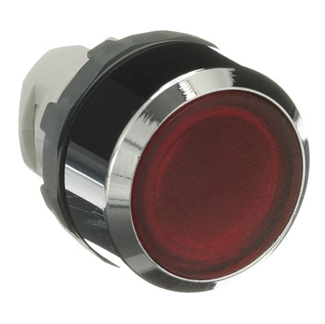 ABB ILLUMINATED PUSHBUTTON MOMENTARY FLUSH RED CHROME BEZEL MP1 30R