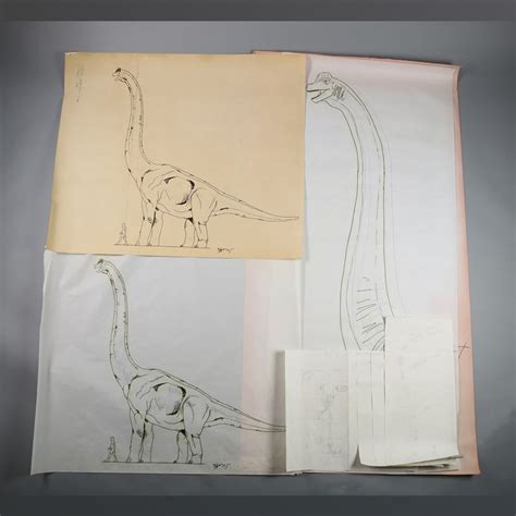 Hand-Drawn and Printed Brachiosaurus Concept Art and Armature Designs ...