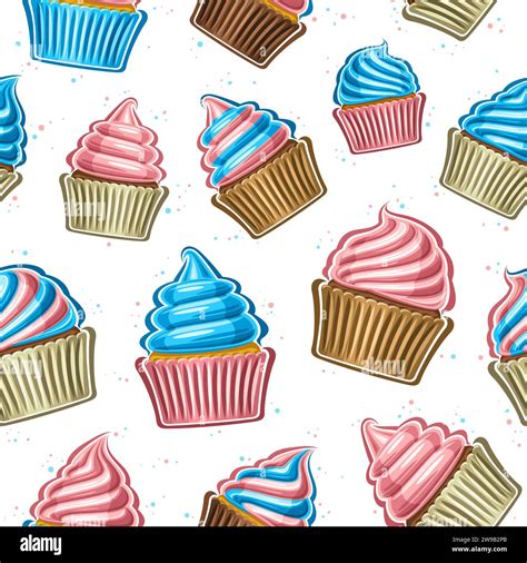 Vector Cupcake Seamless Pattern Decorative Repeat Background With