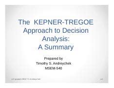 The Kepner Tregoe Approach To Decision Analysis Pdf The Kepner