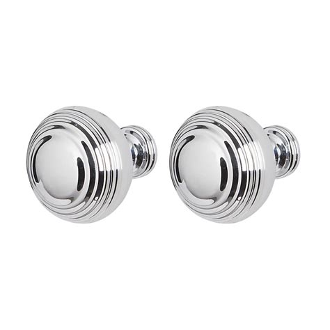 Goodhome Garni Polished Chrome Effect Round Kitchen Cabinets Handle L32mm H32mm Pack Of 2