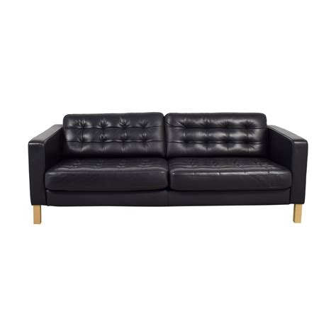 65 Off Ikea Ikea Landskrona Black Tufted Leather Sofa Sofas