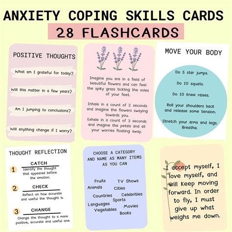 anxiety cards coping skills therapy tools strategy cards dbt