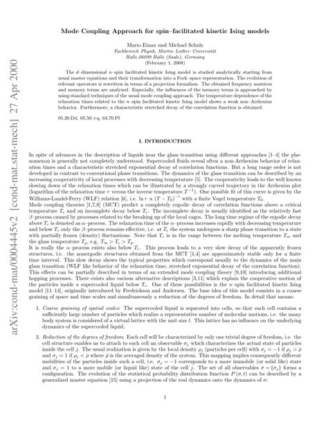 PDF Mode Coupling Approach For Spin Facilitated Kinetic Ising Models