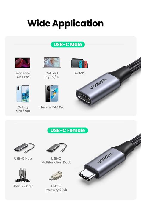 Ugreen 30205 Usb C Extension Cable 1m Usb 31 Type C To Type C Male To Female Gen2 10gbps Dankapk