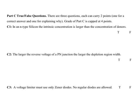 Solved Part C True False Questions There Are Three