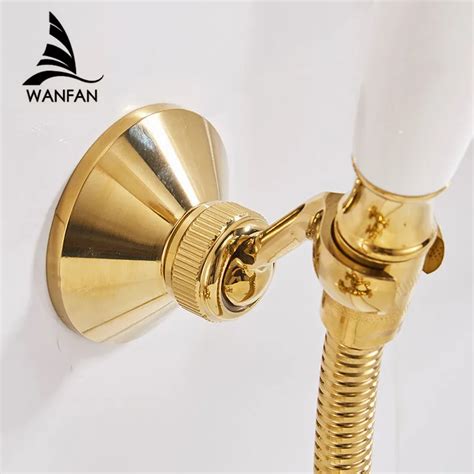 Shower Mounting Brackets Gold Brass Swivel Handheld Shower Holder