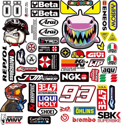 Pezzi Stickers Adesivi Casco Moto Impermeabili In Vinile Sponsor