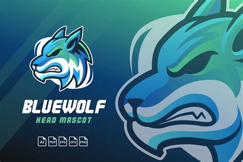 Blue Wolf Head Mascot Character Logo Graphic By P4tcreativa Creative