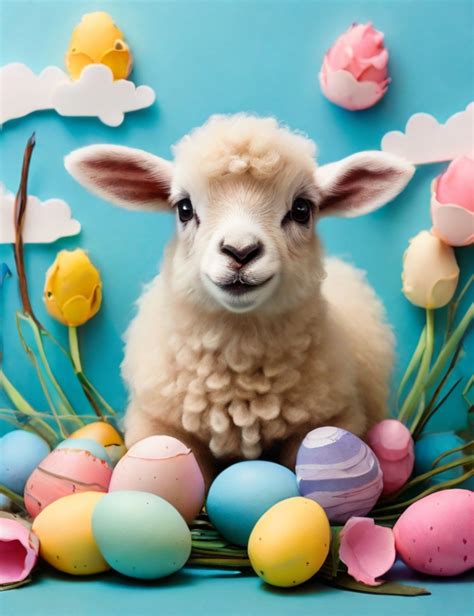 Easter Lamb And Eggs Art Print Free Stock Photo Public Domain Pictures