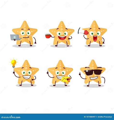 Yellow Starfish Cartoon Character Bring Information Board Vector