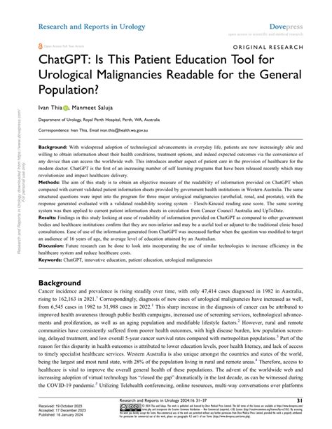 PDF ChatGPT Is This Patient Education Tool For Urological