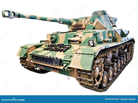 German Medium Tank PzKpfw IV Panzer IV Isolated White Stock Photo