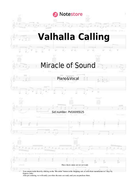 Valhalla Calling Piano Sheet Music And Voice Miracle Of Sound In Note