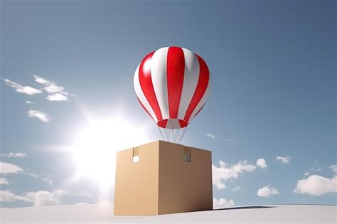 Premium Photo Illustration Of Cardboard Box And Parachute In The Sky