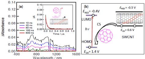 A Nanosecond Transient Absorption Spectra Of SWCNT 7 6 PyrC 60 In