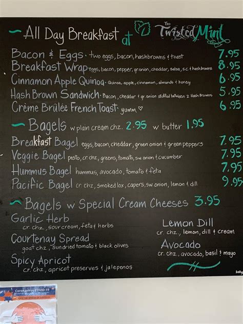 Menu At James Twisted Mint Cafe Courtenay