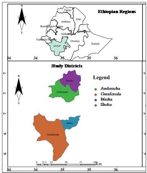 Map Showing Study Districts In Southwestern Ethiopia Download