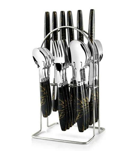 Stainless Steel Polished Elegante 24 Pcs Clarion Black Cutlery Set