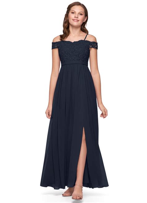 Dark Navy Azazie Lea JBD Junior Bridesmaid Dresses Azazie