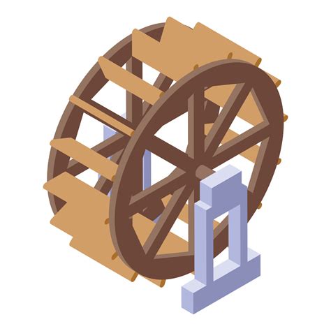 Water Mill Tower Wheel Icon Isometric Style Vector Art At