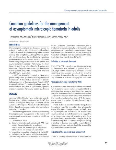 Pdf Canadian Guidelines For The Management Of Asymptomatic