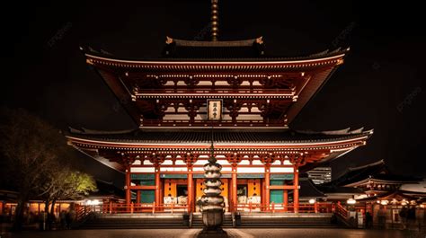 Fundo O Pagode Shibuya à Noite Fundo Templo Asakusa Sensoji Pagode De