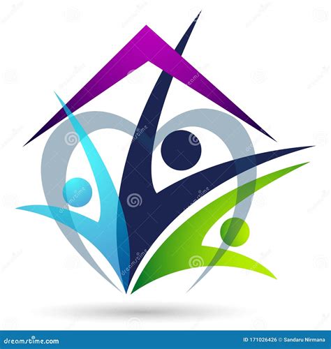Happy Family Love Union in Hartvormig Logo Ouders Die Het Symbool Van