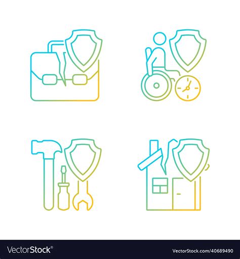 Accidents Insurance Types Gradient Linear Icons Vector Image