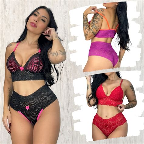 Conjunto Calcinha E Suti Lingerie Feminina Sensual Langerie Sexy