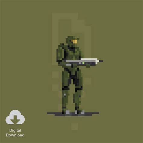 8 Bit Master Chief Halo Pixel Art Retro Prints | Etsy