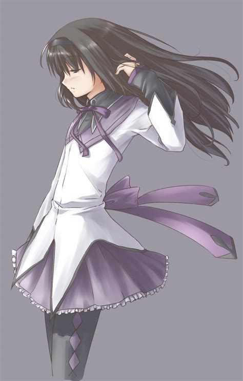 Safebooru Akemi Homura Bad Id Black Eyes Black Hair Hair Flip Hairband Long Hair Magical Girl