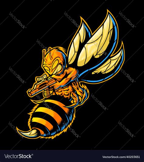 Angry Bee Using Sniper Royalty Free Vector Image