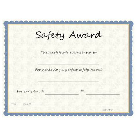 Safety Recognition Certificate Template Professional Template