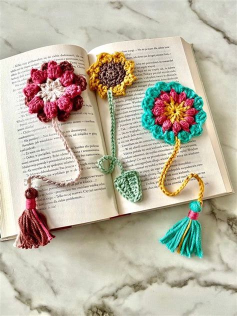 Crochet Sunflower Bookmark Bookworm Book Lover Book Holder Book Marker Valentines Day T