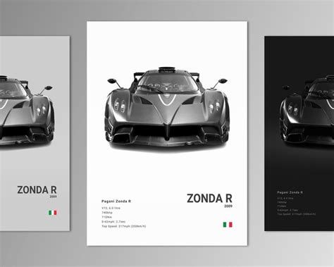 Pagani Zonda R Poster Print Wall Art Car Photography Etsy Pagani