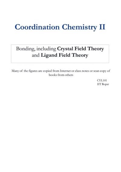 5 Coordination Chemistry II