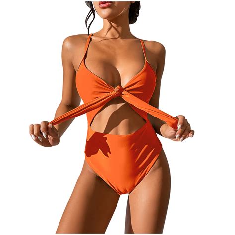 Dihao Plus Size Swimsuits For Women 2024 Clearance Women Siamese Swimsuit Show Waist Hollow Out